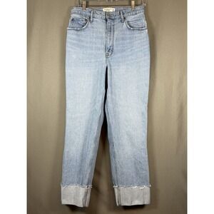 Abercrombie Fitch Curve Love 90s Straight Ultra High Rise Jeans Cuffed Hem 10
